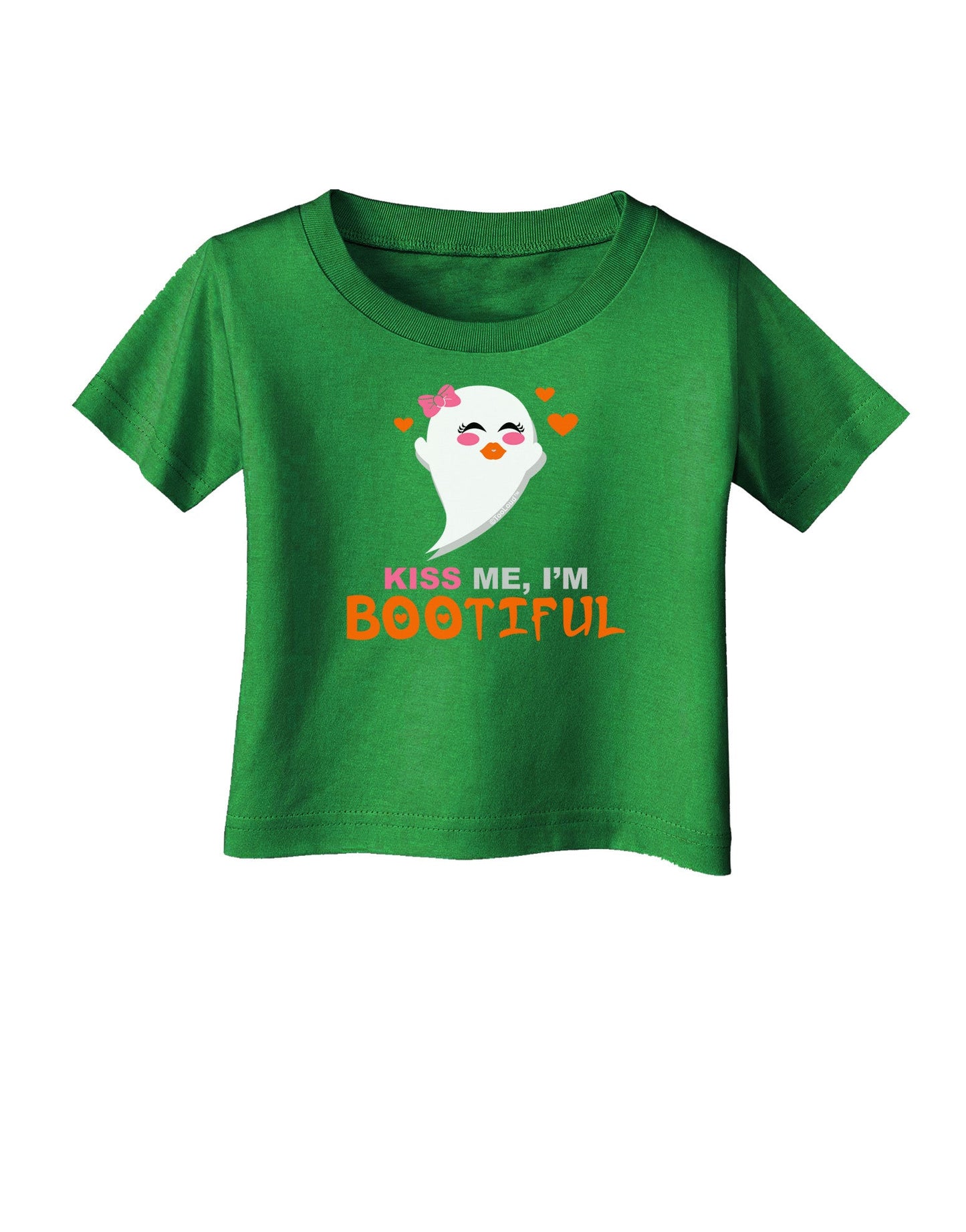 Kiss Me BOOtiful Ghost Orange Infant T-Shirt Dark-Infant T-Shirt-TooLoud-Clover-Green-06-Months-Davson Sales