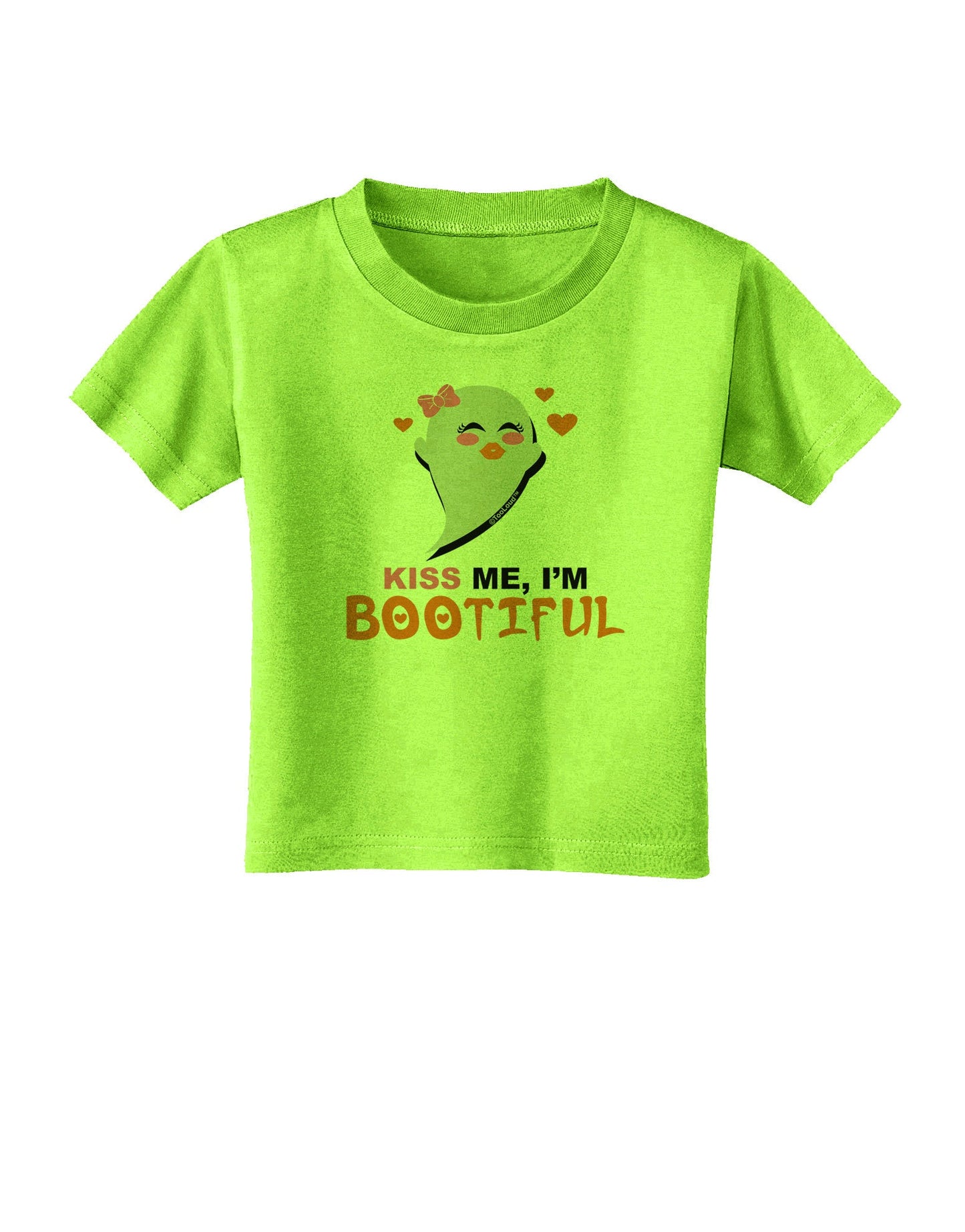 Kiss Me BOOtiful Ghost Orange Toddler T-Shirt-Toddler T-Shirt-TooLoud-Lime-Green-2T-Davson Sales