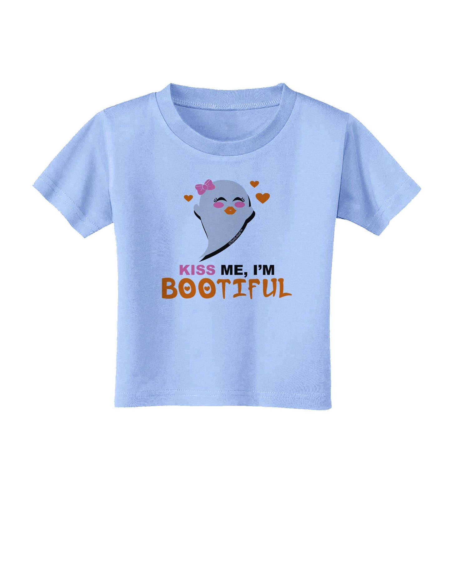 Kiss Me BOOtiful Ghost Orange Toddler T-Shirt-Toddler T-Shirt-TooLoud-Aquatic-Blue-2T-Davson Sales