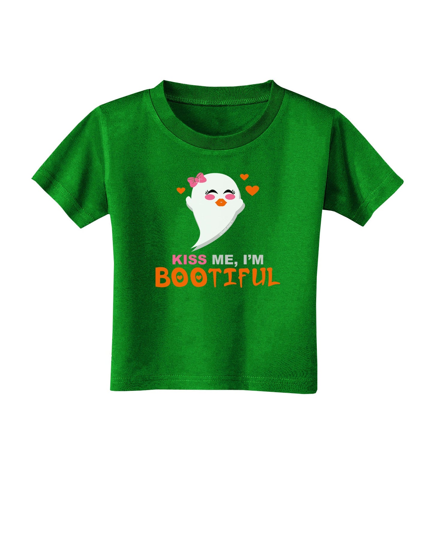 Kiss Me BOOtiful Ghost Orange Toddler T-Shirt Dark-Toddler T-Shirt-TooLoud-Clover-Green-2T-Davson Sales