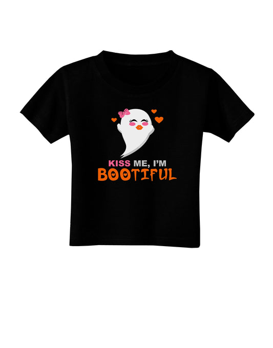 Kiss Me BOOtiful Ghost Orange Toddler T-Shirt Dark-Toddler T-Shirt-TooLoud-Black-2T-Davson Sales