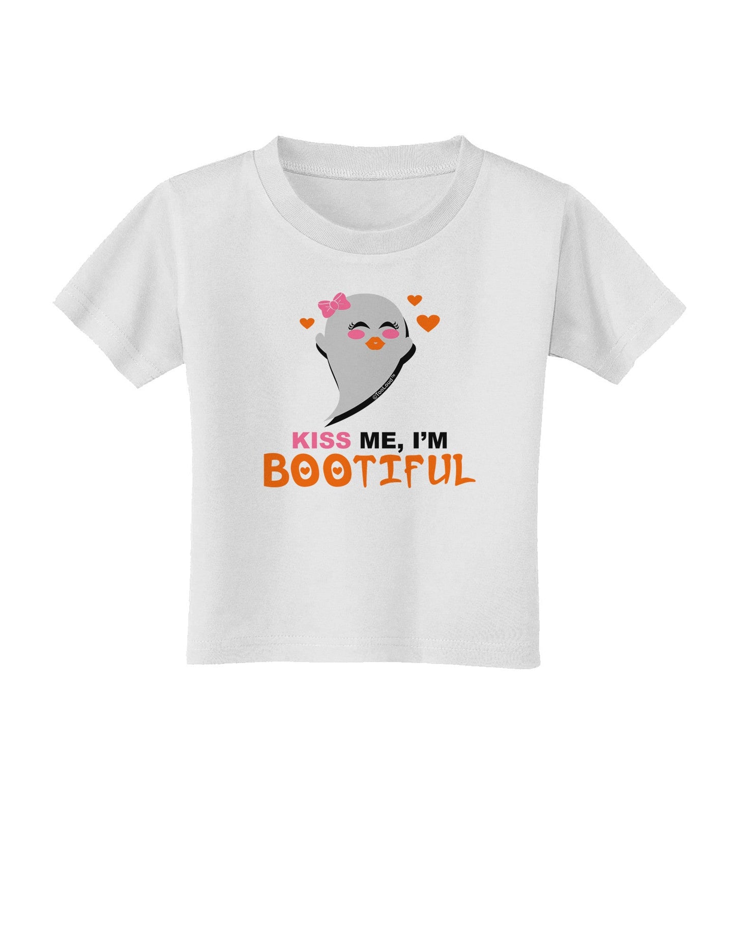 Kiss Me BOOtiful Ghost Orange Toddler T-Shirt-Toddler T-Shirt-TooLoud-White-2T-Davson Sales