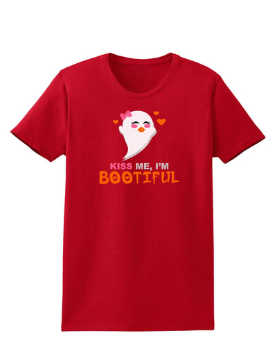 Kiss Me BOOtiful Ghost Orange Womens Dark T-Shirt-TooLoud-Red-X-Small-Davson Sales