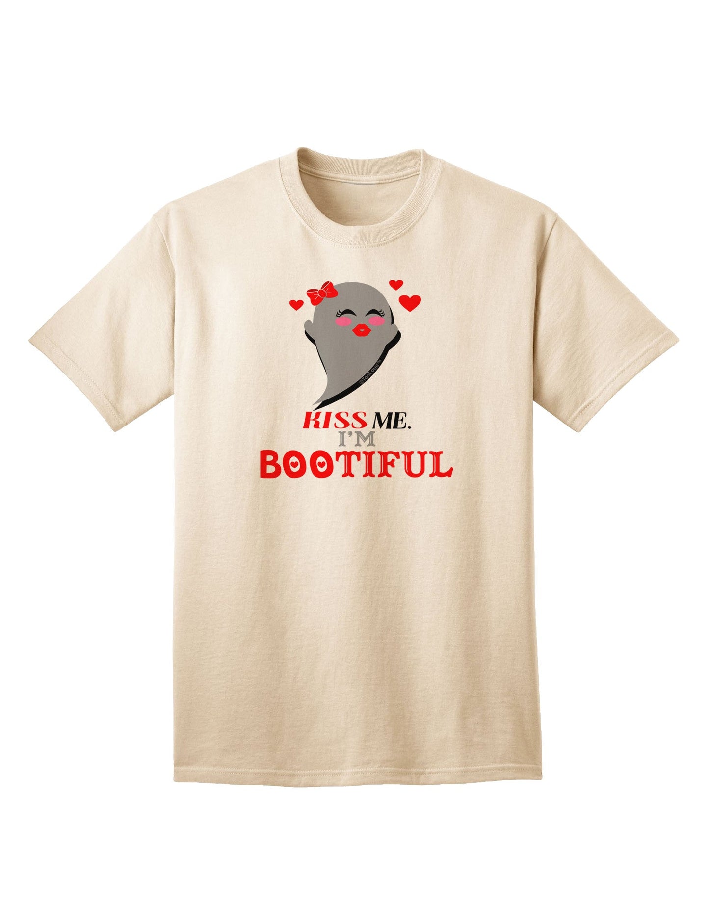 Kiss Me BOOtiful Ghost Red Adult T-Shirt-Mens T-Shirt-TooLoud-Natural-Small-Davson Sales