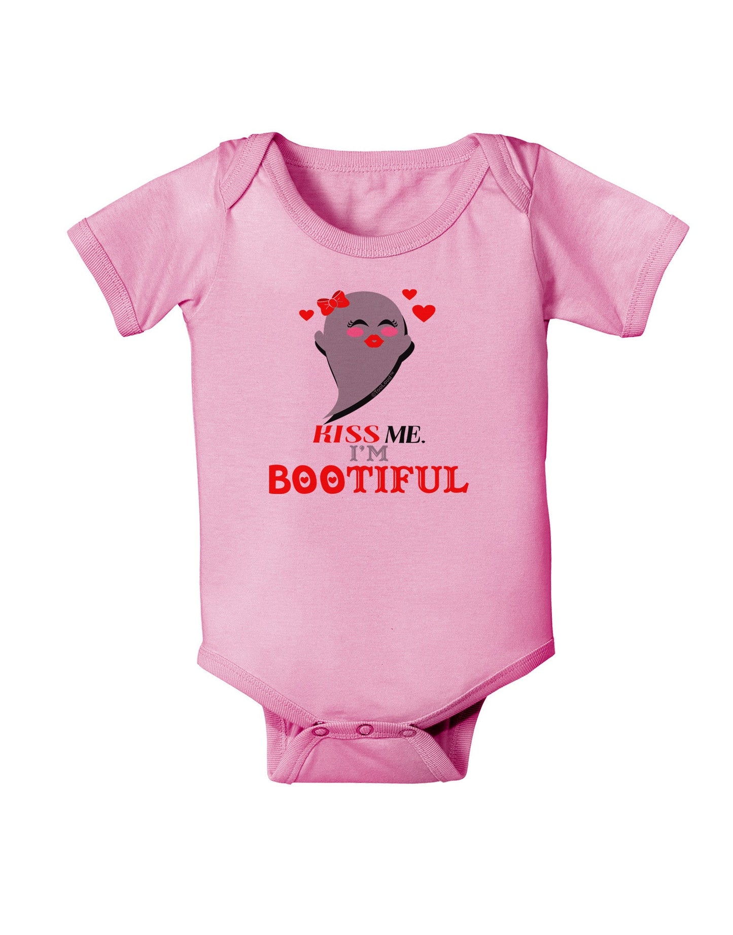 Kiss Me BOOtiful Ghost Red Baby Romper Bodysuit-Baby Romper-TooLoud-Pink-06-Months-Davson Sales