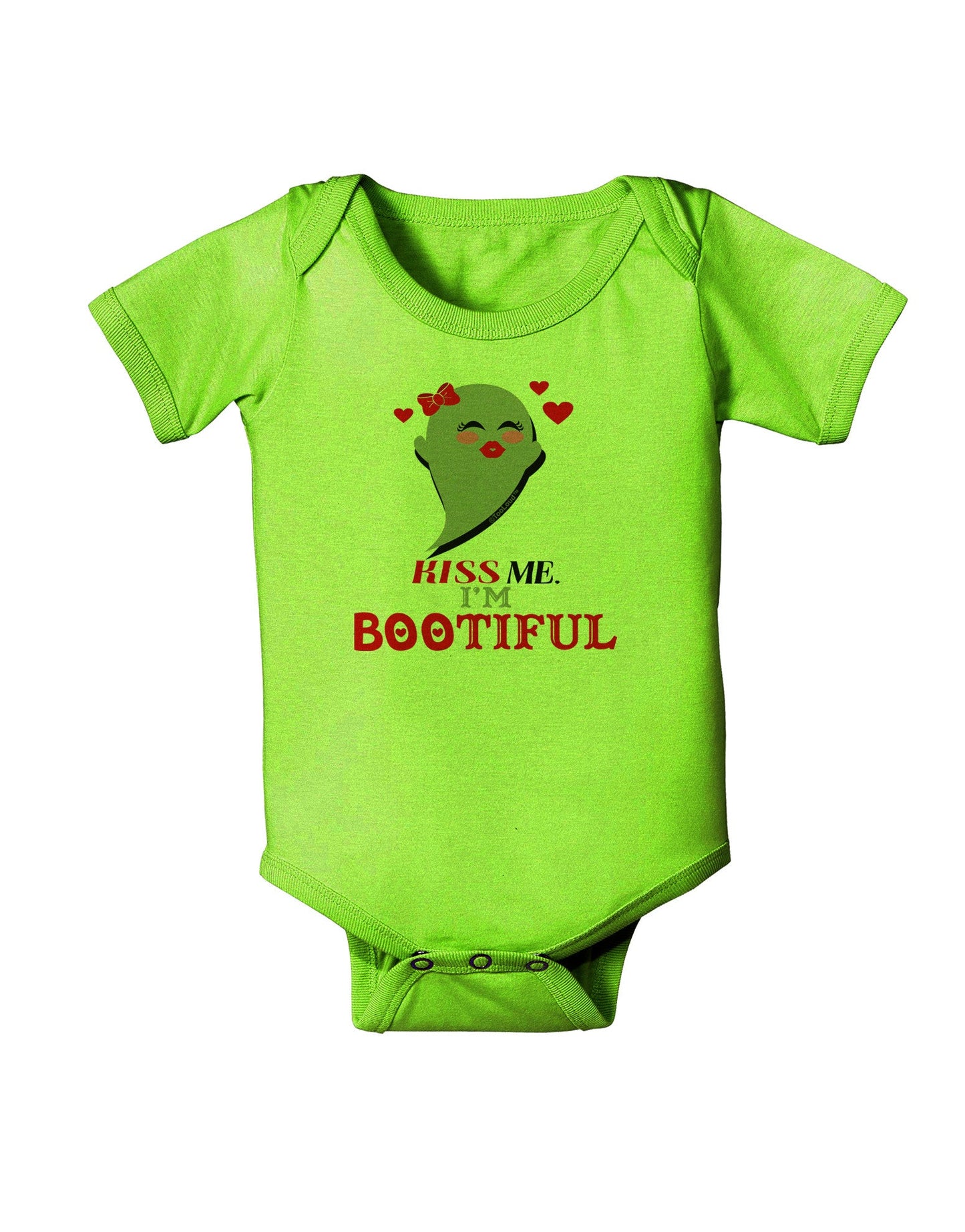 Kiss Me BOOtiful Ghost Red Baby Romper Bodysuit-Baby Romper-TooLoud-Lime-06-Months-Davson Sales