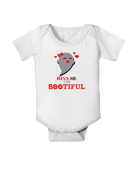 Kiss Me BOOtiful Ghost Red Baby Romper Bodysuit-Baby Romper-TooLoud-White-06-Months-Davson Sales