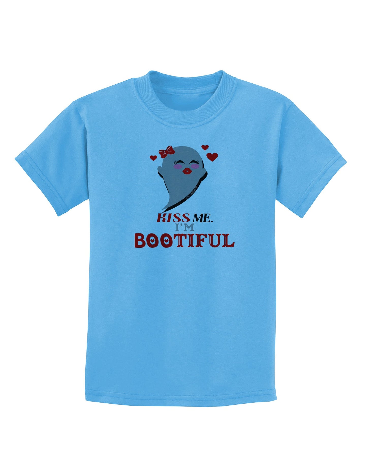 Kiss Me BOOtiful Ghost Red Childrens T-Shirt-Childrens T-Shirt-TooLoud-Aquatic-Blue-X-Small-Davson Sales