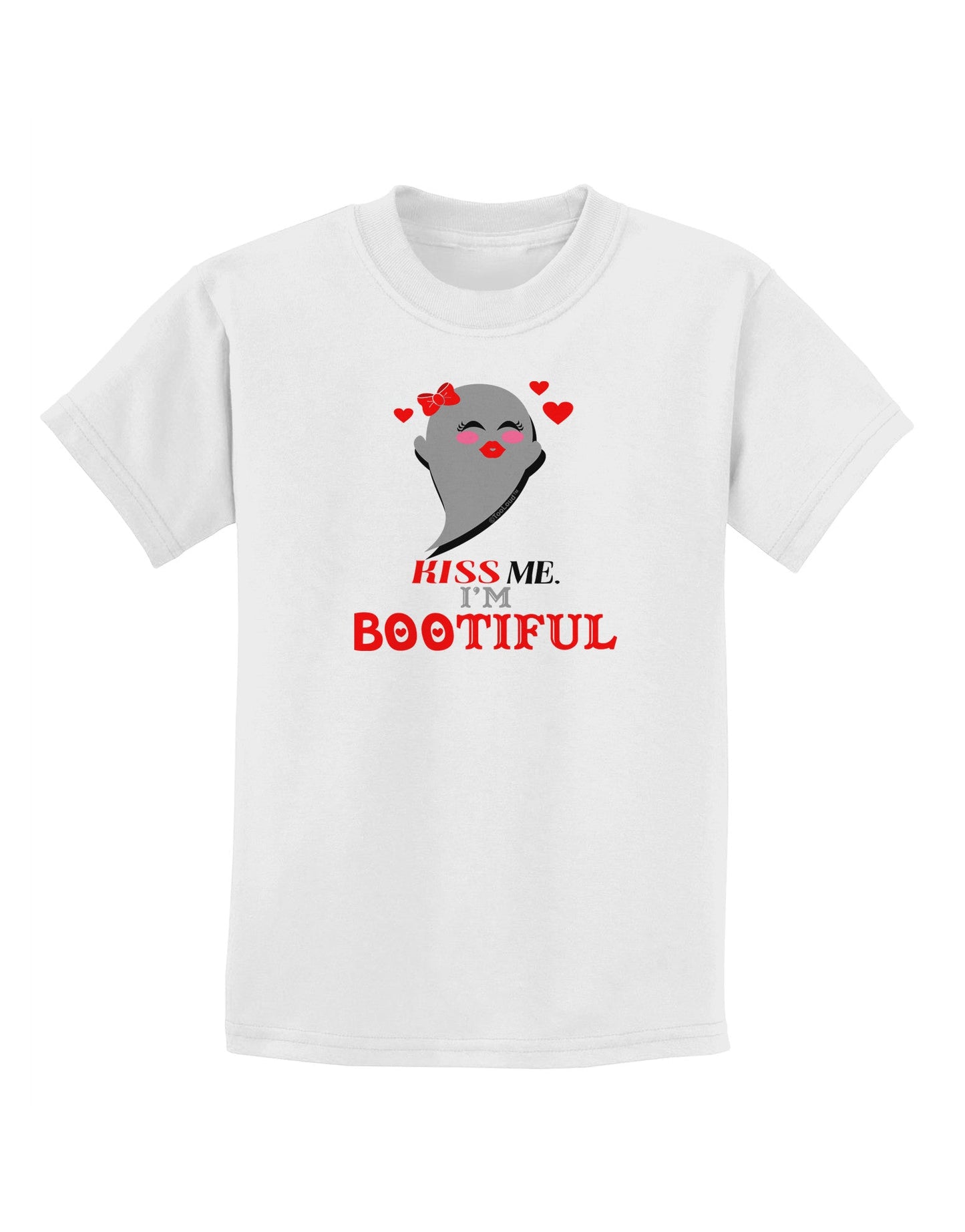 Kiss Me BOOtiful Ghost Red Childrens T-Shirt-Childrens T-Shirt-TooLoud-White-X-Small-Davson Sales