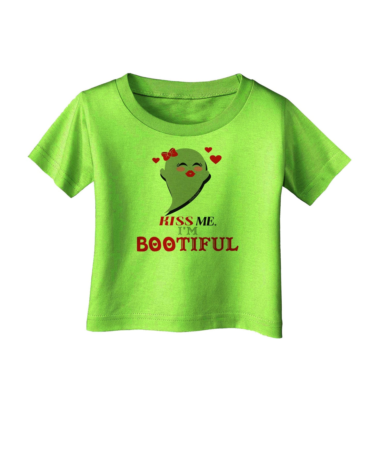 Kiss Me BOOtiful Ghost Red Infant T-Shirt-Infant T-Shirt-TooLoud-Lime-Green-06-Months-Davson Sales
