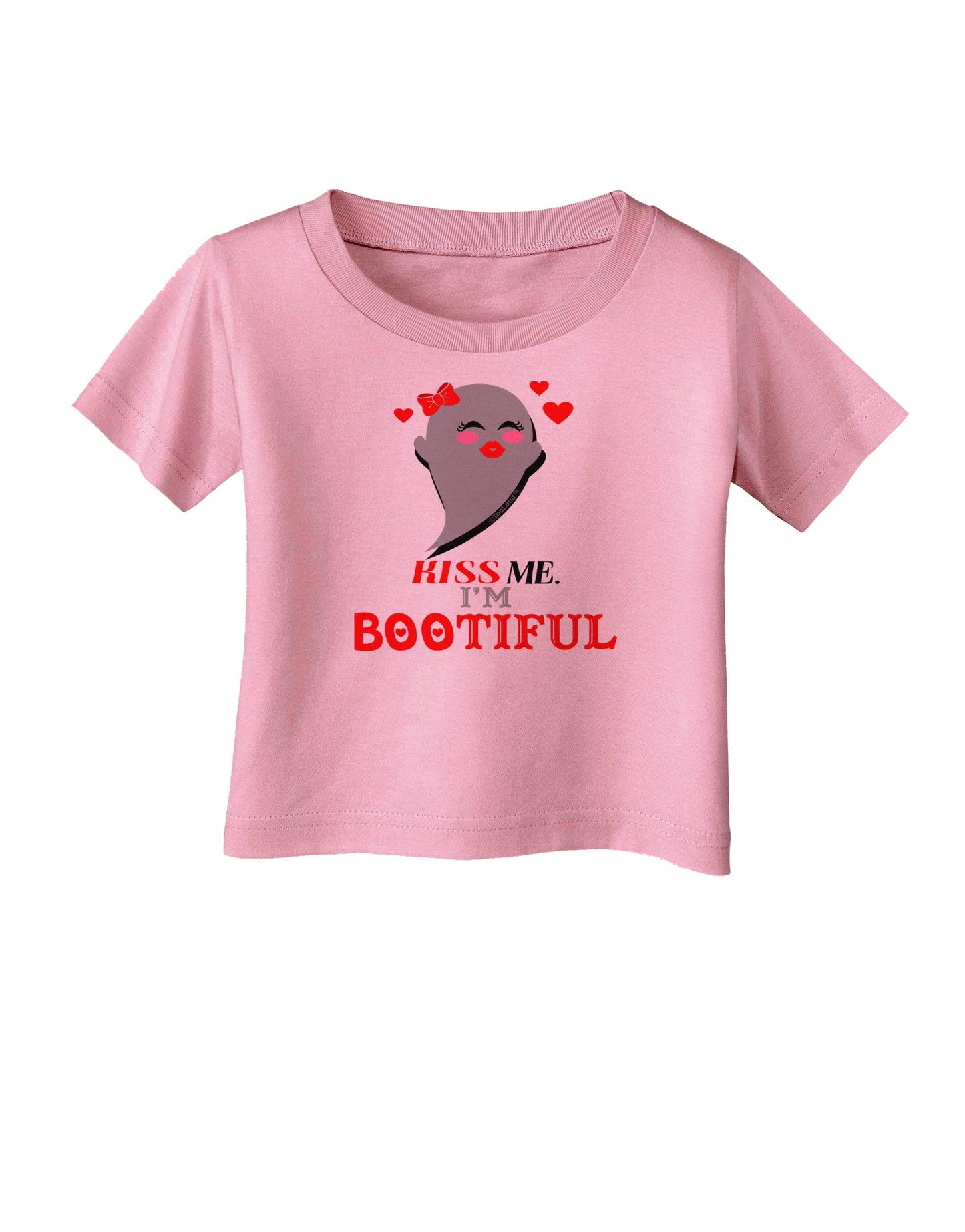 Kiss Me BOOtiful Ghost Red Infant T-Shirt-Infant T-Shirt-TooLoud-Candy-Pink-06-Months-Davson Sales