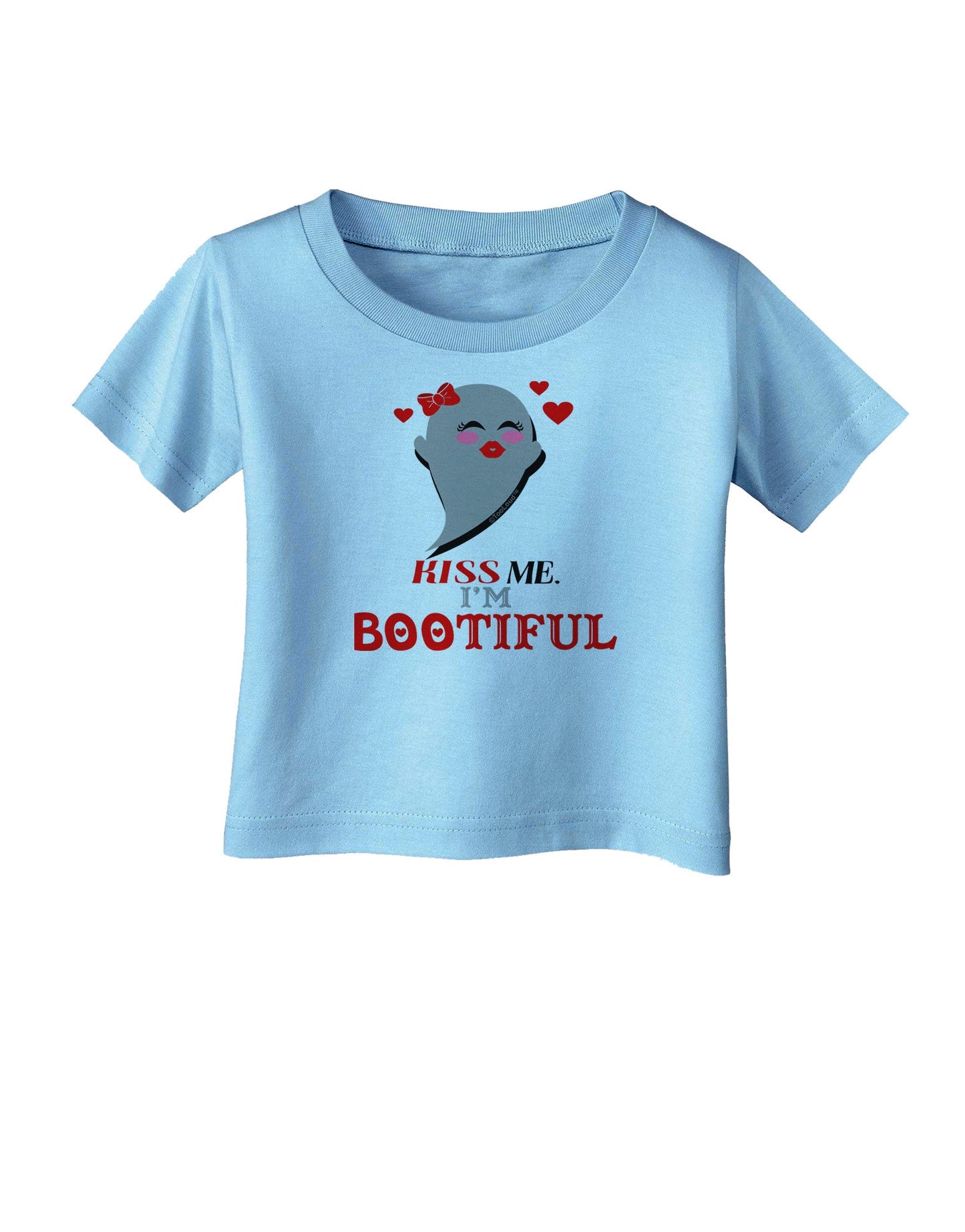 Kiss Me BOOtiful Ghost Red Infant T-Shirt-Infant T-Shirt-TooLoud-Aquatic-Blue-06-Months-Davson Sales