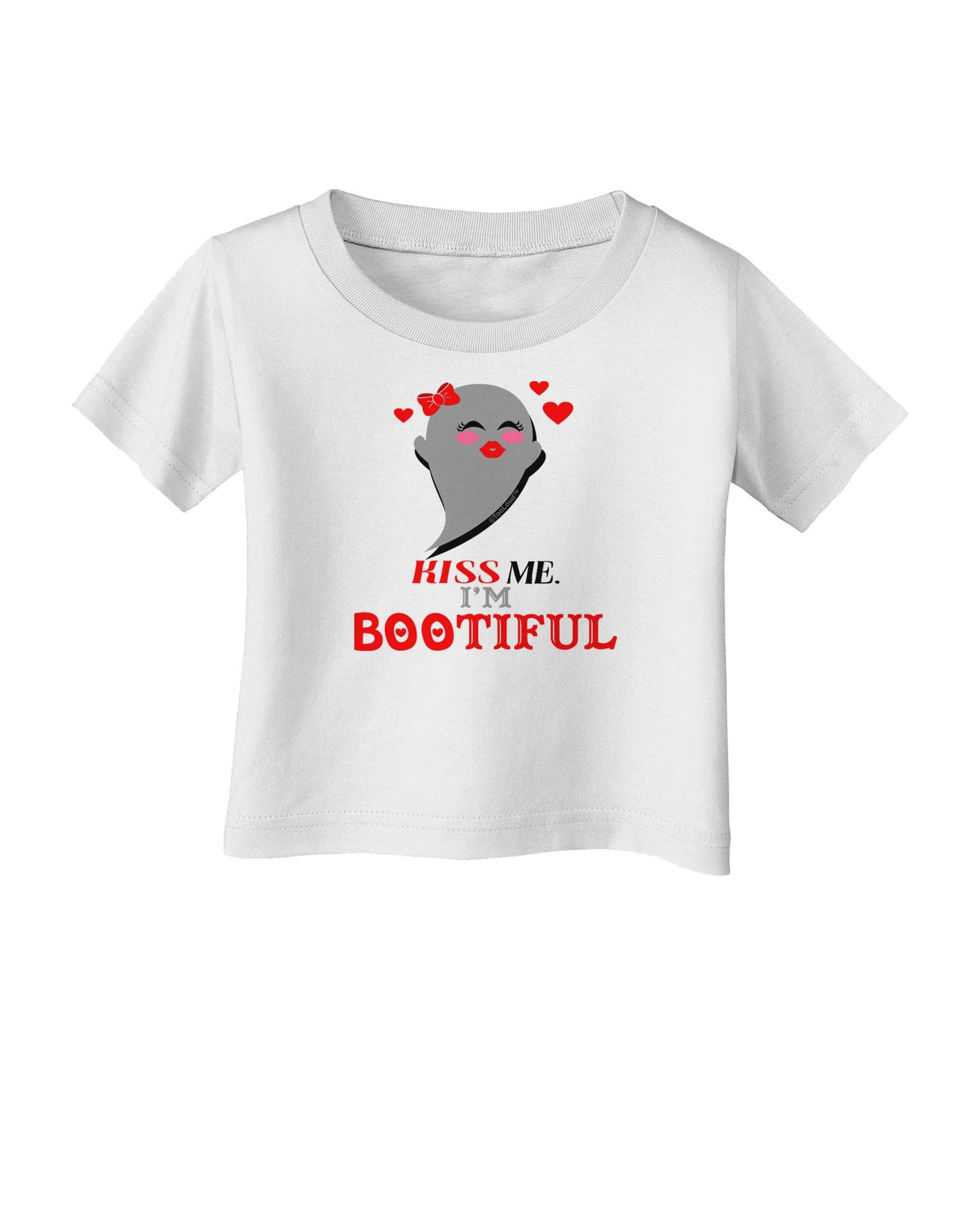 Kiss Me BOOtiful Ghost Red Infant T-Shirt-Infant T-Shirt-TooLoud-White-06-Months-Davson Sales