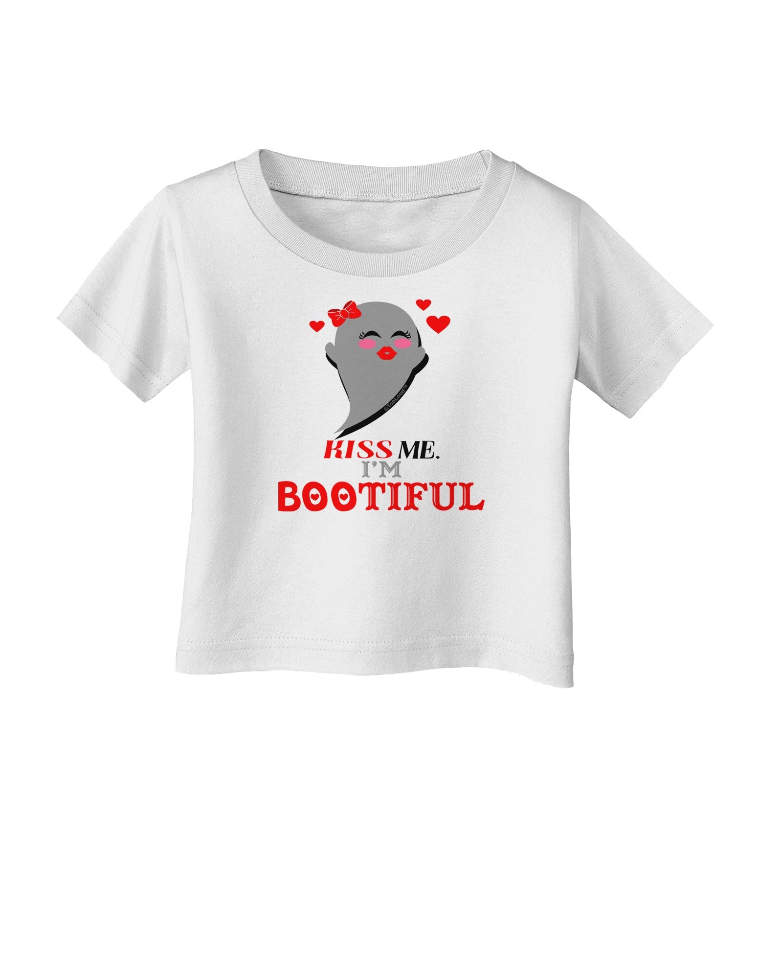 Kiss Me BOOtiful Ghost Red Infant T-Shirt-Infant T-Shirt-TooLoud-White-06-Months-Davson Sales