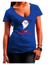 Kiss Me BOOtiful Ghost Red Juniors V-Neck Dark T-Shirt-Womens V-Neck T-Shirts-TooLoud-Royal-Blue-Juniors Fitted Small-Davson Sales