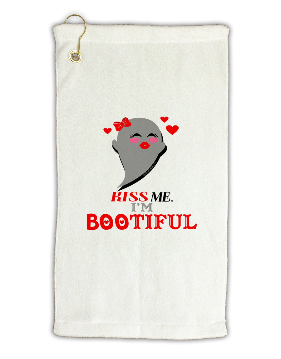 Kiss Me BOOtiful Ghost Red Micro Terry Gromet Golf Towel 16 x 25 inch-Golf Towel-TooLoud-White-Davson Sales