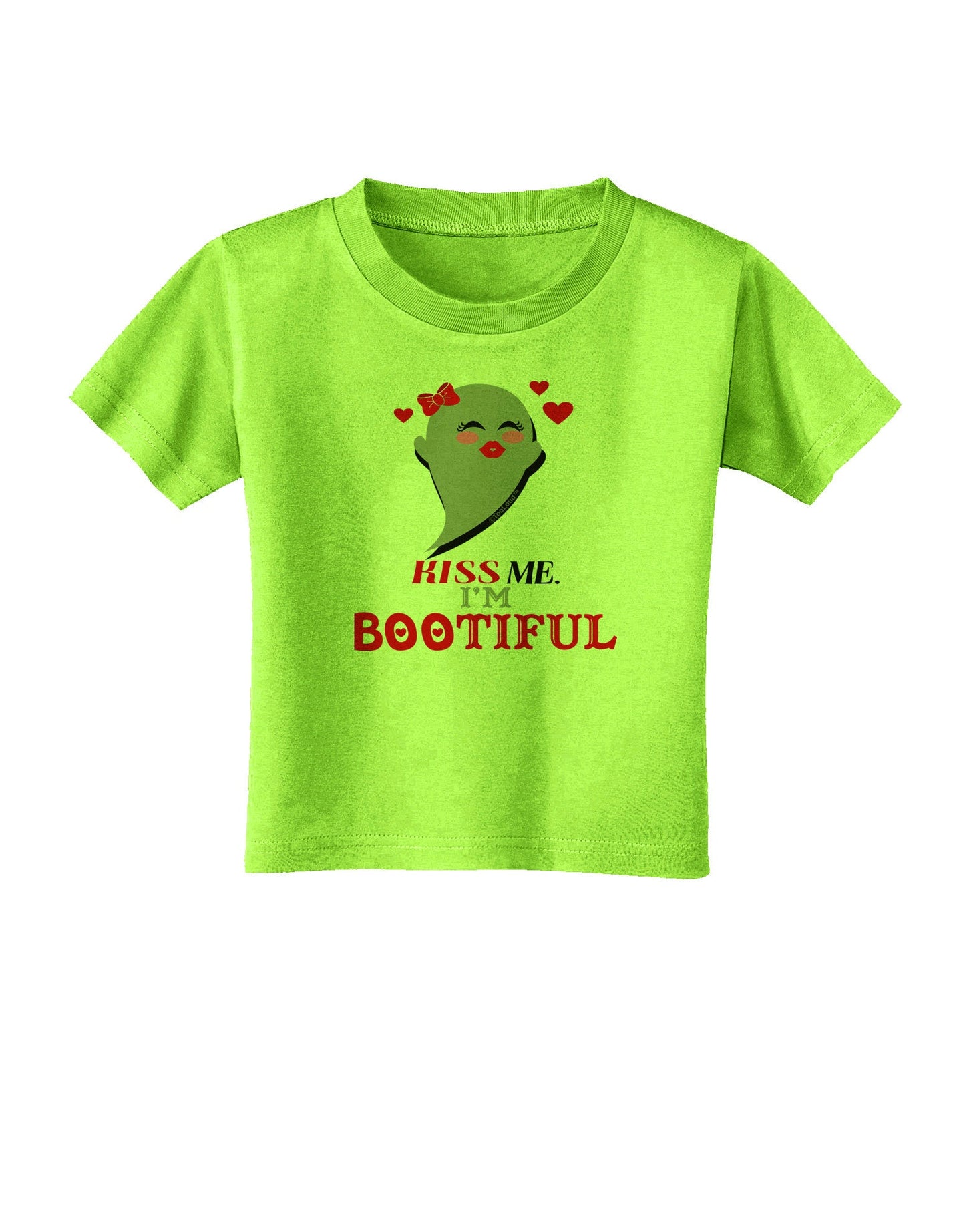 Kiss Me BOOtiful Ghost Red Toddler T-Shirt-Toddler T-Shirt-TooLoud-Lime-Green-2T-Davson Sales