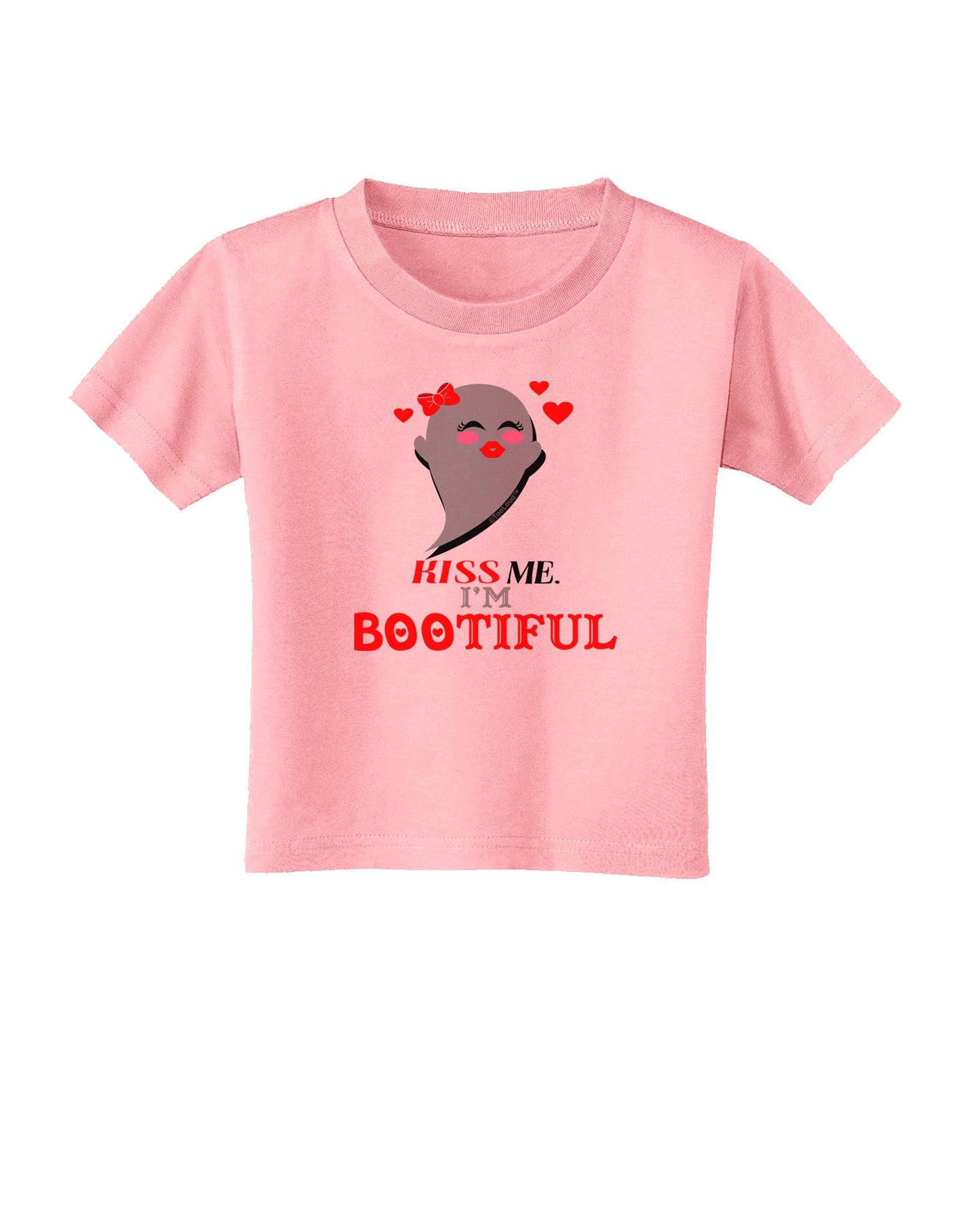 Kiss Me BOOtiful Ghost Red Toddler T-Shirt-Toddler T-Shirt-TooLoud-Candy-Pink-2T-Davson Sales