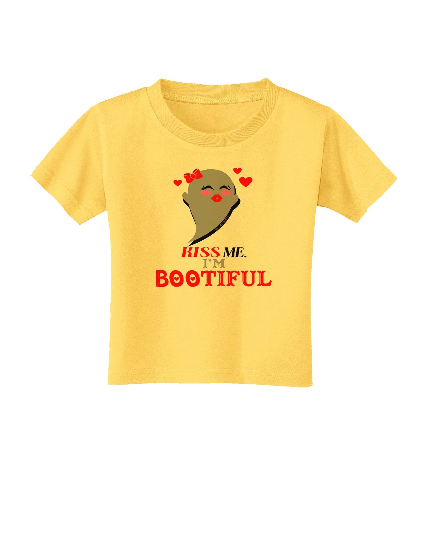 Kiss Me BOOtiful Ghost Red Toddler T-Shirt-Toddler T-Shirt-TooLoud-Yellow-2T-Davson Sales