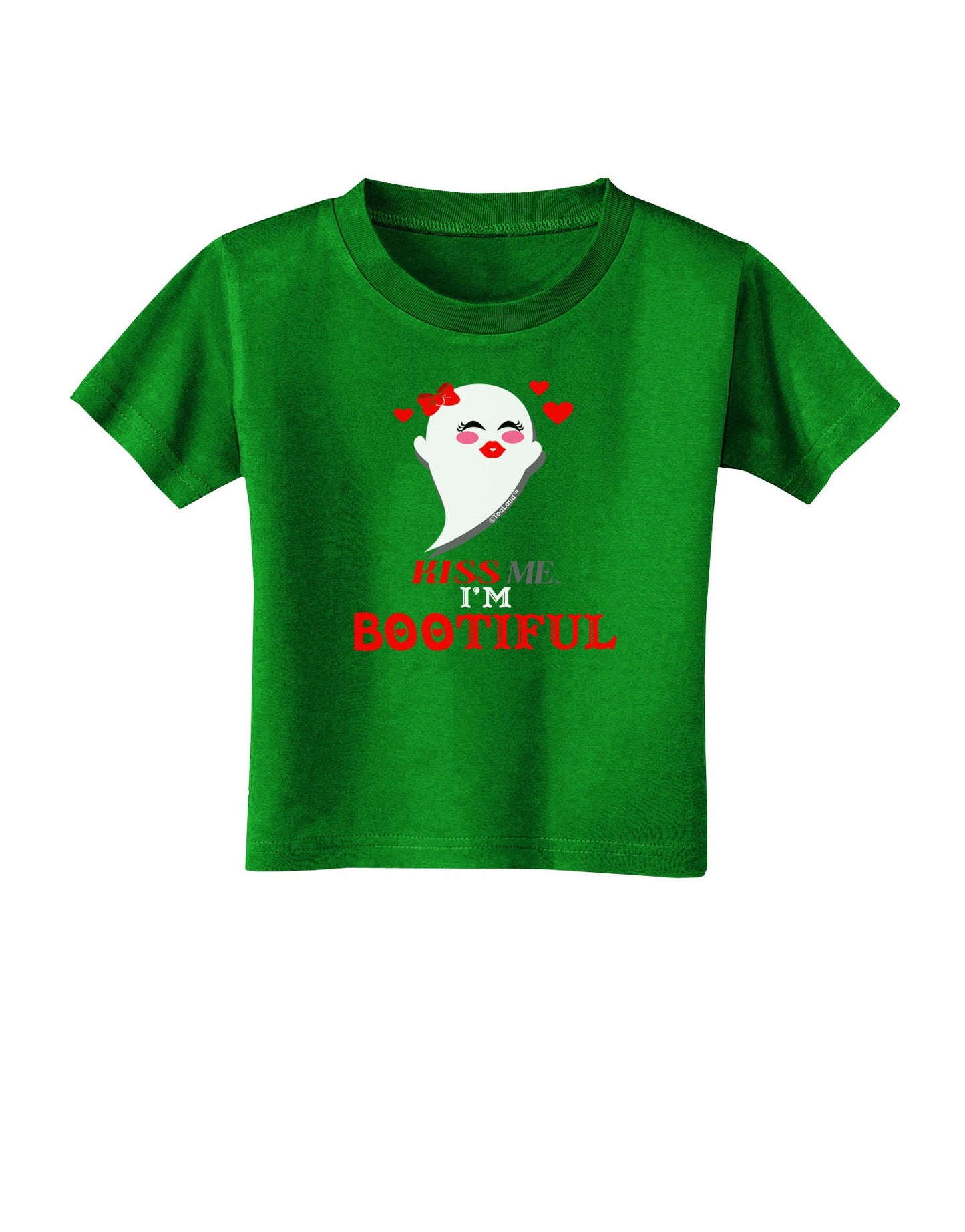 Kiss Me BOOtiful Ghost Red Toddler T-Shirt Dark-Toddler T-Shirt-TooLoud-Clover-Green-2T-Davson Sales