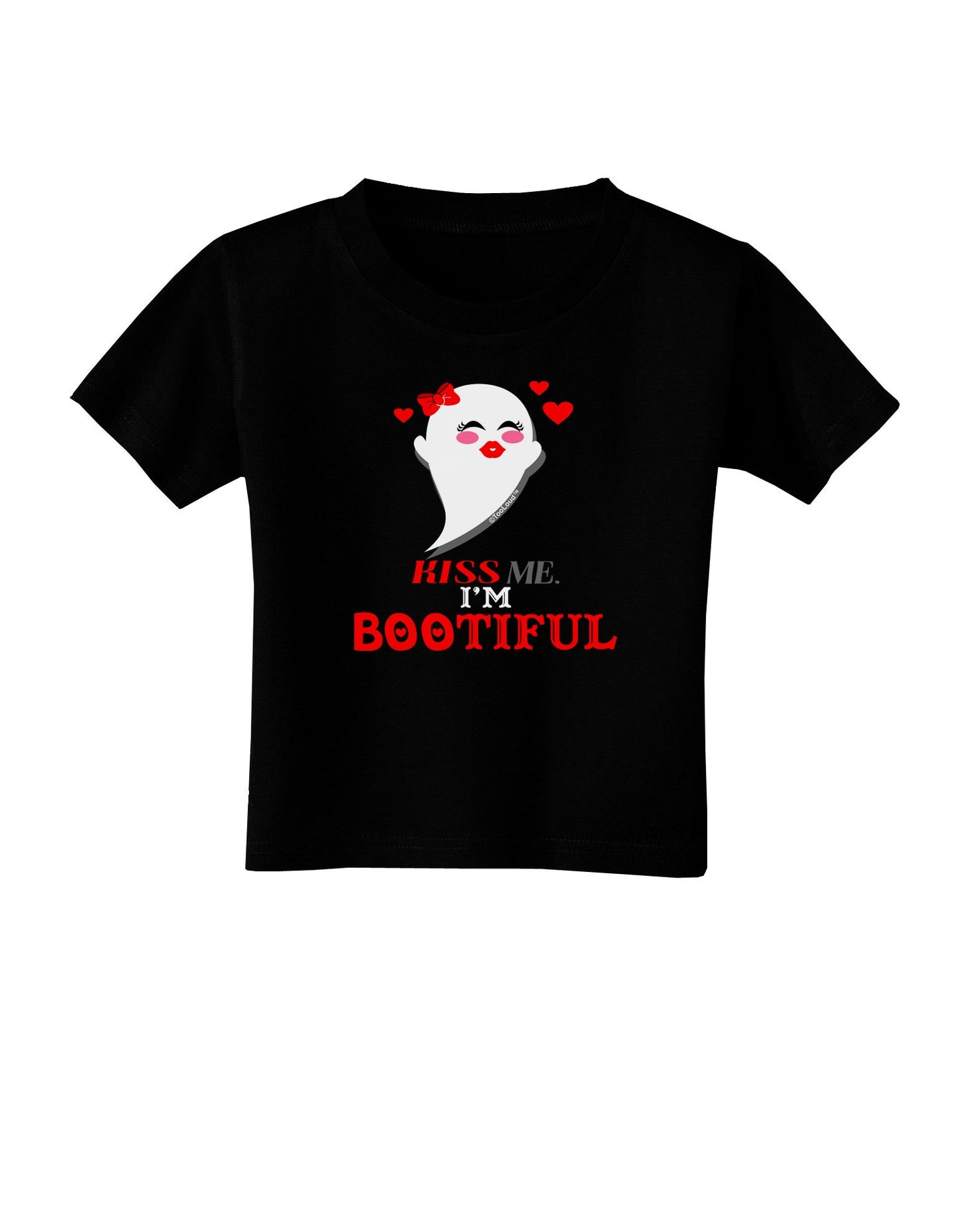 Kiss Me BOOtiful Ghost Red Toddler T-Shirt Dark-Toddler T-Shirt-TooLoud-Black-2T-Davson Sales