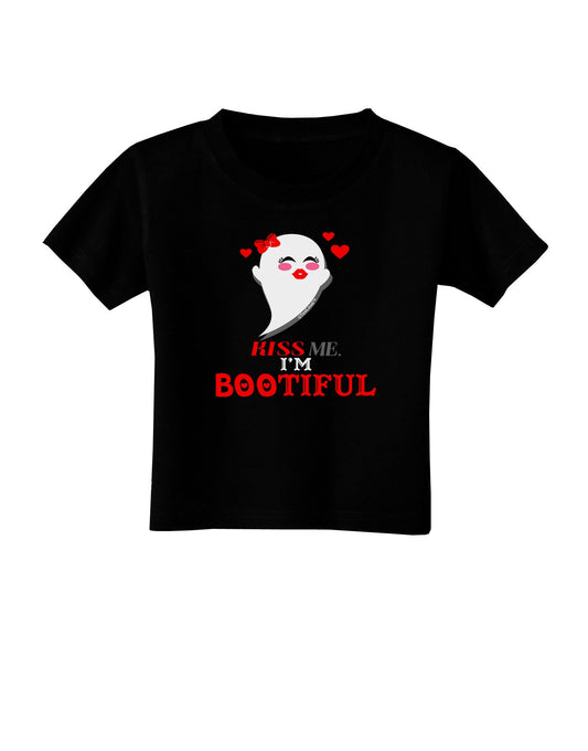 Kiss Me BOOtiful Ghost Red Toddler T-Shirt Dark-Toddler T-Shirt-TooLoud-Black-2T-Davson Sales