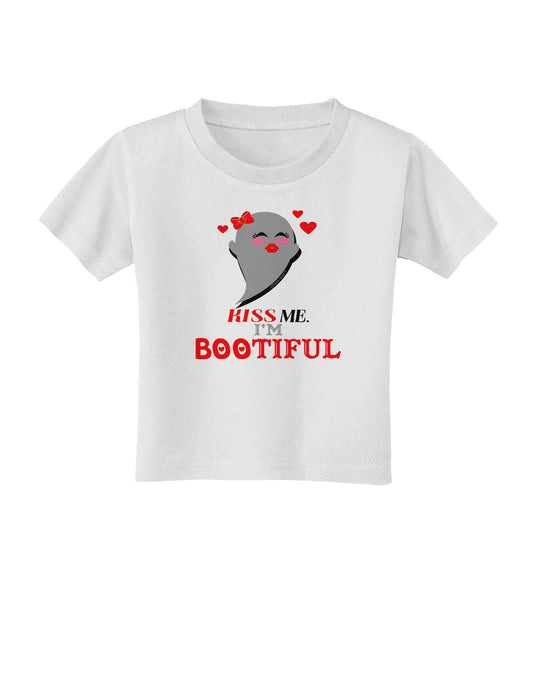 Kiss Me BOOtiful Ghost Red Toddler T-Shirt-Toddler T-Shirt-TooLoud-White-2T-Davson Sales