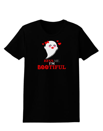 Kiss Me BOOtiful Ghost Red Womens Dark T-Shirt-TooLoud-Black-X-Small-Davson Sales