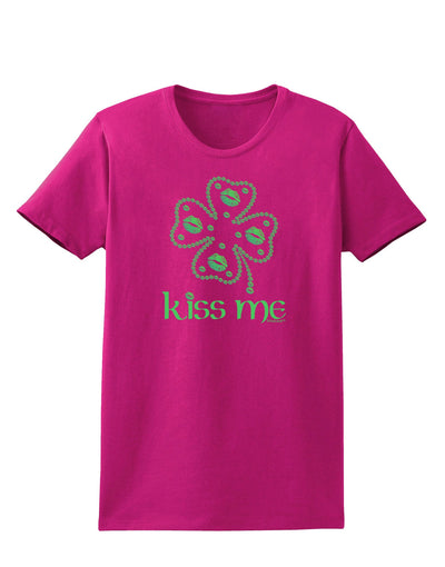 Kiss Me Clover Womens Dark T-Shirt-TooLoud-Hot-Pink-Small-Davson Sales