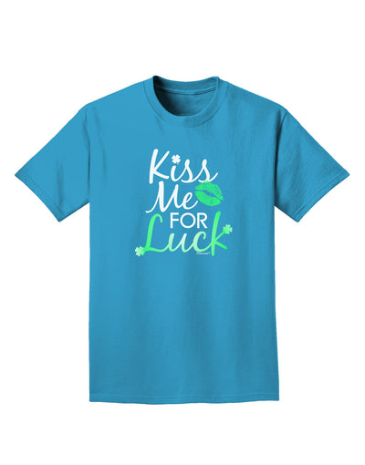 Kiss Me For Luck Adult Dark T-Shirt-Mens T-Shirt-TooLoud-Turquoise-Small-Davson Sales