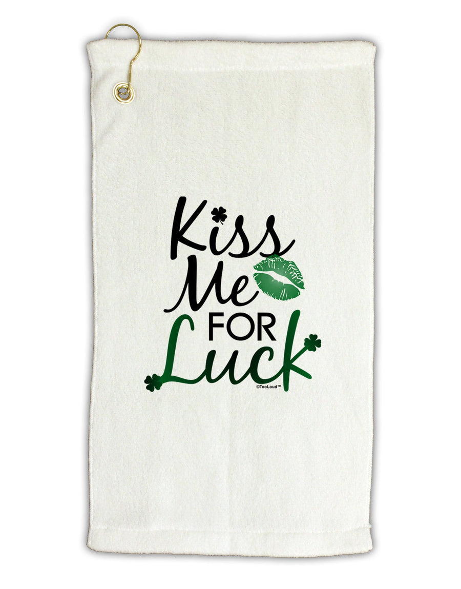 Kiss Me For Luck Micro Terry Gromet Golf Towel 16 x 25 inch-Golf Towel-TooLoud-White-Davson Sales