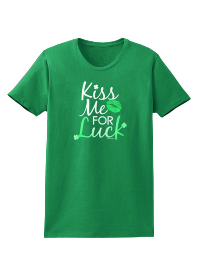 Kiss Me For Luck Womens Dark T-Shirt-TooLoud-Kelly-Green-X-Small-Davson Sales