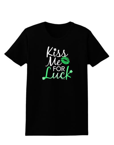 Kiss Me For Luck Womens Dark T-Shirt-TooLoud-Black-X-Small-Davson Sales