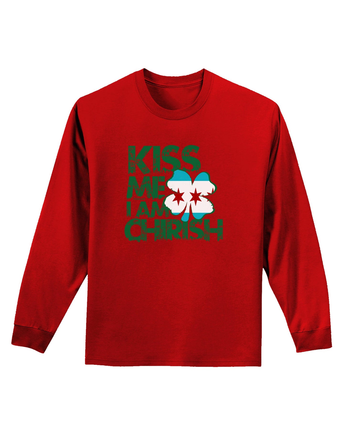 Kiss Me I'm Chirish Adult Long Sleeve Dark T-Shirt by TooLoud-Clothing-TooLoud-Red-Small-Davson Sales