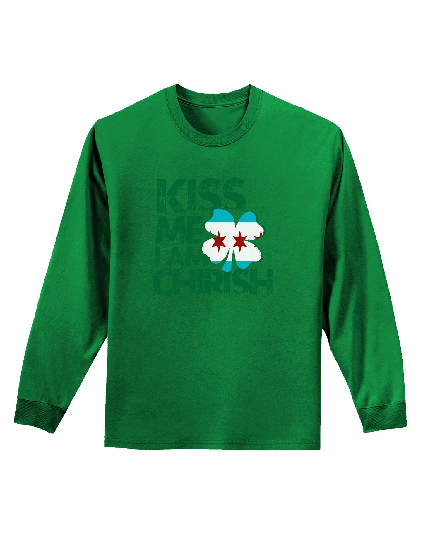 Kiss Me I'm Chirish Adult Long Sleeve Dark T-Shirt by TooLoud-Clothing-TooLoud-Kelly-Green-Small-Davson Sales