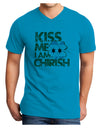 Kiss Me I'm Chirish Adult V-Neck T-shirt by TooLoud-Mens V-Neck T-Shirt-TooLoud-Turquoise-Small-Davson Sales