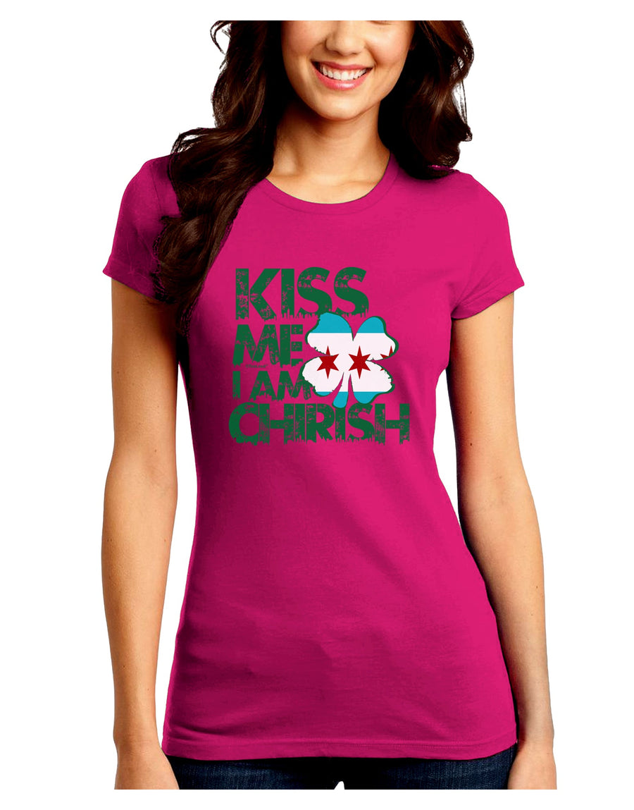 Kiss Me I'm Chirish Juniors Petite Crew Dark T-Shirt by TooLoud-T-Shirts Juniors Tops-TooLoud-Black-Juniors Fitted Small-Davson Sales
