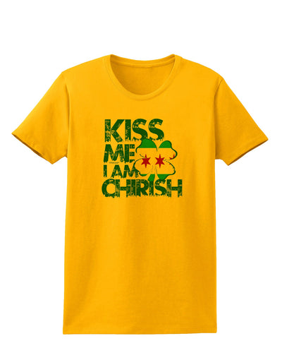 Kiss Me I'm Chirish Womens T-Shirt by TooLoud-Clothing-TooLoud-Gold-X-Small-Davson Sales