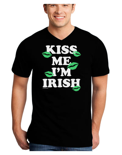 Kiss Me I'm Irish - Green Kisses Adult Dark V-Neck T-Shirt by TooLoud-Mens V-Neck T-Shirt-TooLoud-Black-Small-Davson Sales