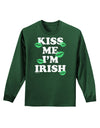 Kiss Me I'm Irish - Green Kisses Adult Long Sleeve Dark T-Shirt by TooLoud-Clothing-TooLoud-Dark-Green-Small-Davson Sales