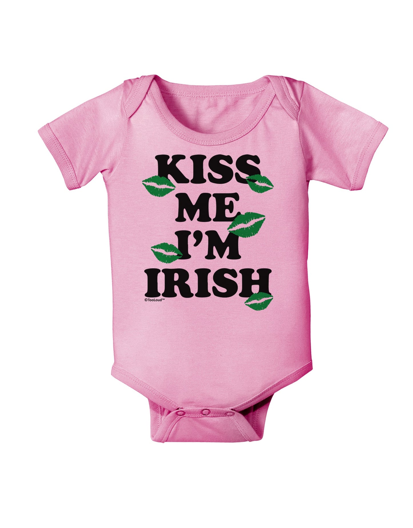 Kiss Me I'm Irish - Green Kisses Baby Romper Bodysuit by TooLoud-Baby Romper-TooLoud-Light-Pink-06-Months-Davson Sales