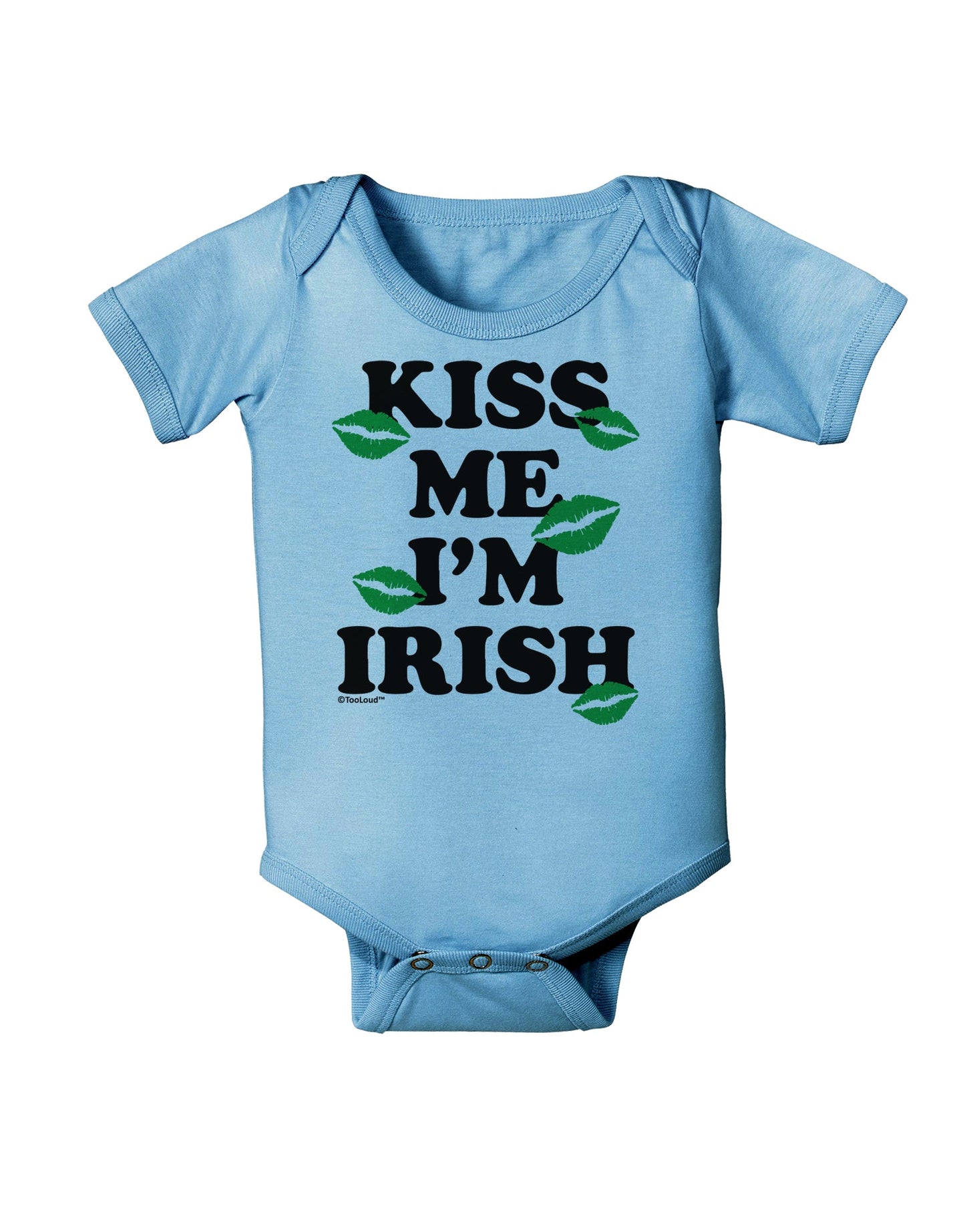 Kiss Me I'm Irish - Green Kisses Baby Romper Bodysuit by TooLoud-Baby Romper-TooLoud-Light-Blue-06-Months-Davson Sales