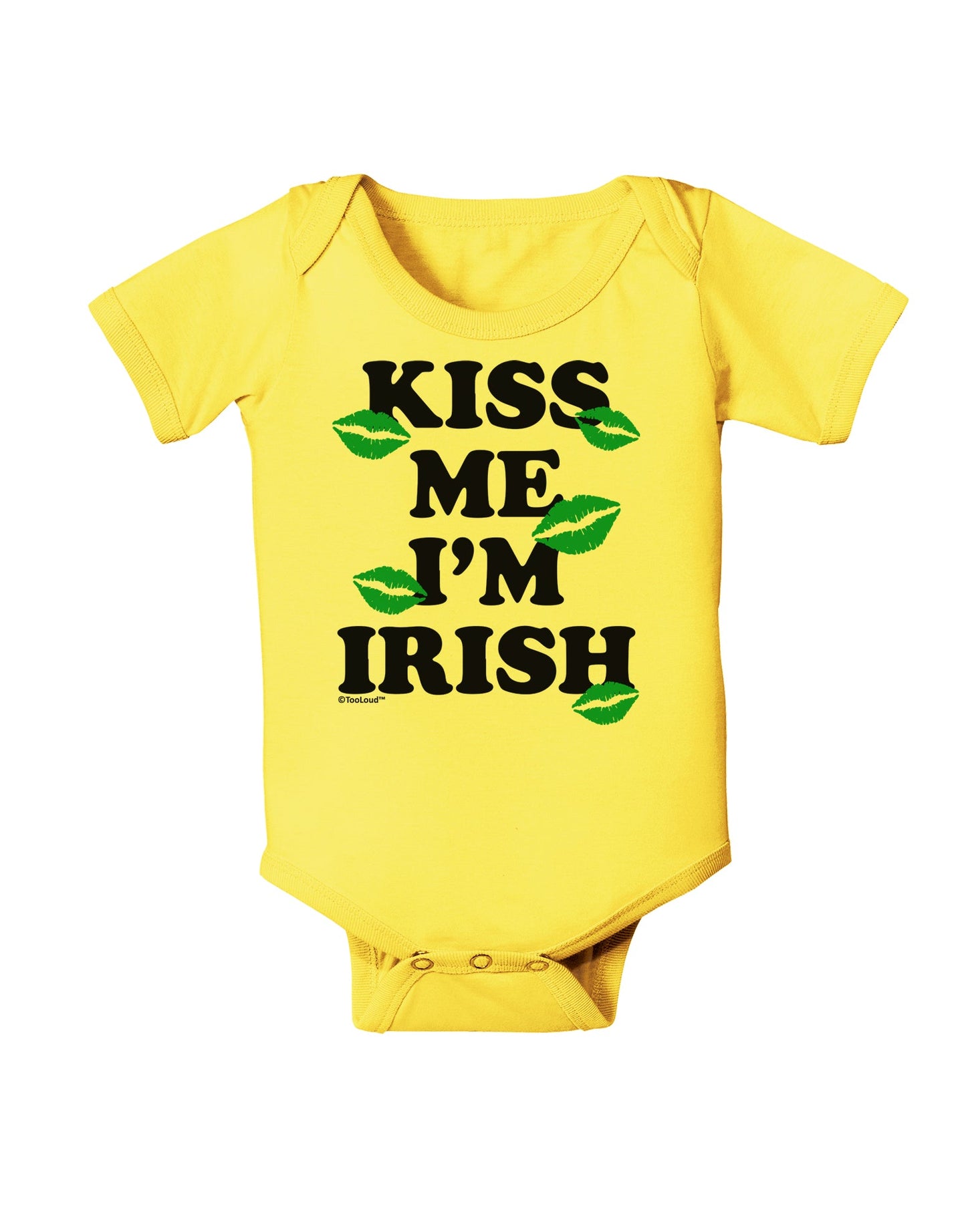 Kiss Me I'm Irish - Green Kisses Baby Romper Bodysuit by TooLoud-Baby Romper-TooLoud-Yellow-06-Months-Davson Sales