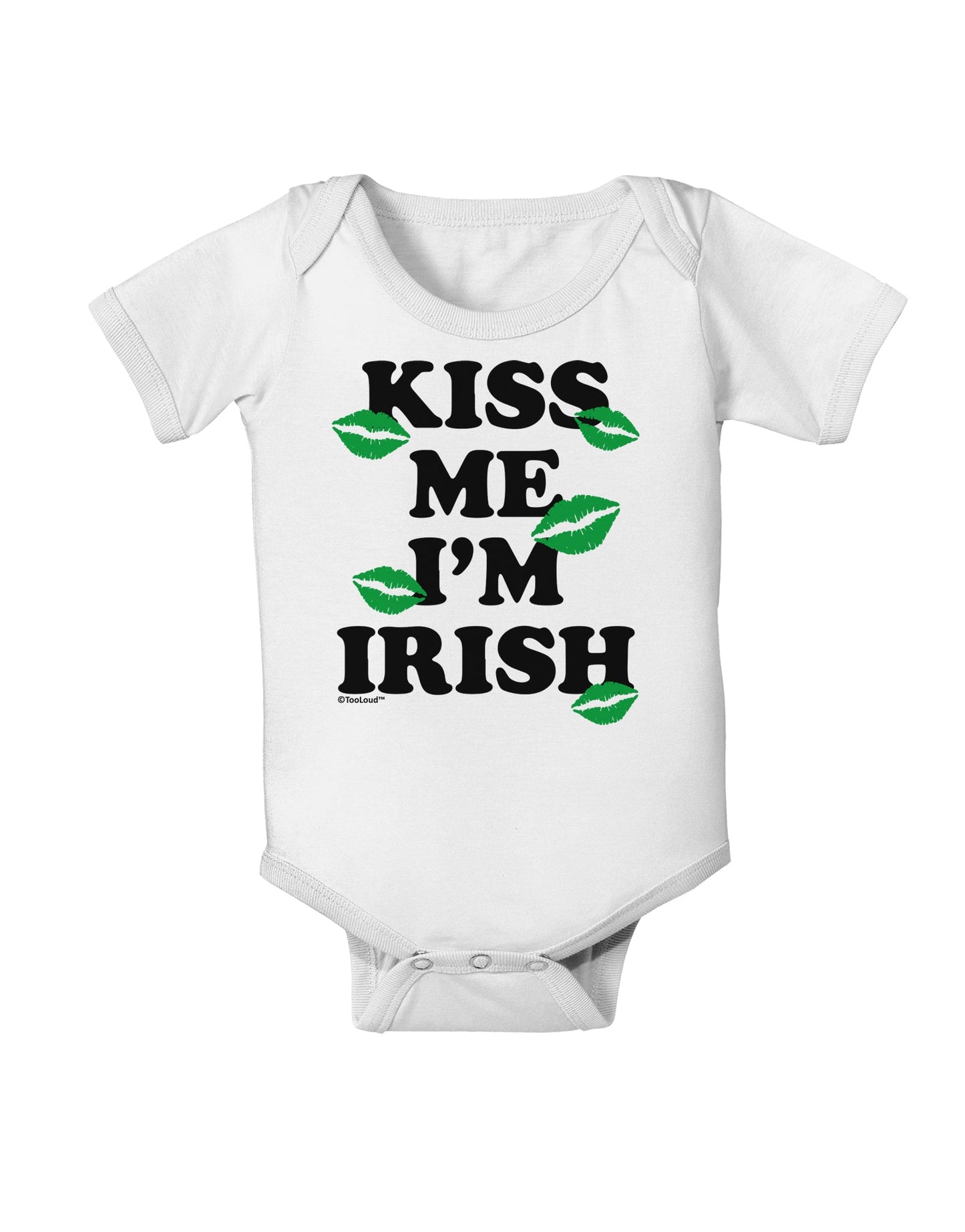 Kiss Me I'm Irish - Green Kisses Baby Romper Bodysuit by TooLoud-Baby Romper-TooLoud-White-06-Months-Davson Sales