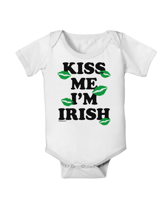 Kiss Me I'm Irish - Green Kisses Baby Romper Bodysuit by TooLoud-Baby Romper-TooLoud-White-06-Months-Davson Sales