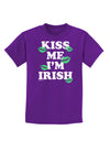 Kiss Me I'm Irish - Green Kisses Childrens Dark T-Shirt by TooLoud-Childrens T-Shirt-TooLoud-Purple-X-Small-Davson Sales