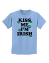 Kiss Me I'm Irish - Green Kisses Childrens T-Shirt by TooLoud-Childrens T-Shirt-TooLoud-Light-Blue-X-Small-Davson Sales