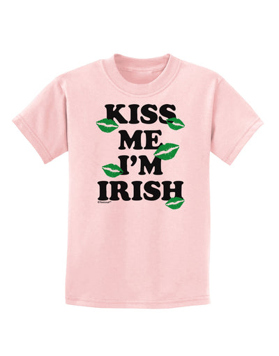 Kiss Me I'm Irish - Green Kisses Childrens T-Shirt by TooLoud-Childrens T-Shirt-TooLoud-PalePink-X-Small-Davson Sales