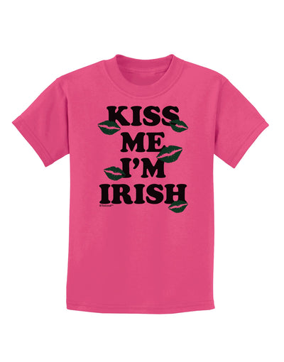 Kiss Me I'm Irish - Green Kisses Childrens T-Shirt by TooLoud-Childrens T-Shirt-TooLoud-Sangria-X-Small-Davson Sales