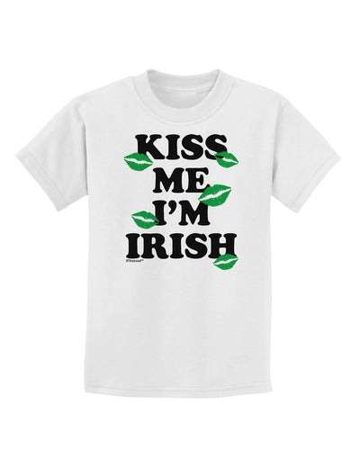 Kiss Me I'm Irish - Green Kisses Childrens T-Shirt by TooLoud-Childrens T-Shirt-TooLoud-White-X-Small-Davson Sales